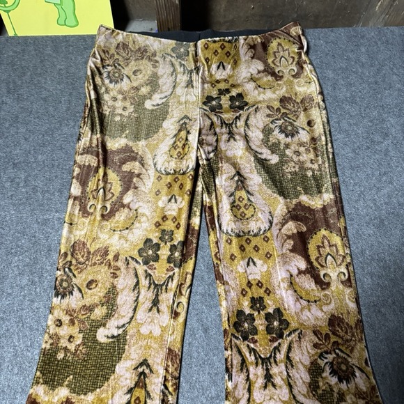 Free People Women's Velvet Flare Bell Bottom Pull On Pant Pattern Size XS Boho - Picture 3 of 10